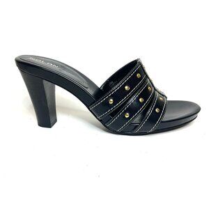 Nolan Black High Heel Sandals, Women's Size 10, Strappy with Gold Accents